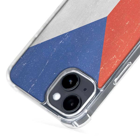 Czech Republic Flag Distressed iPhone 14 Plus MagSafe Case